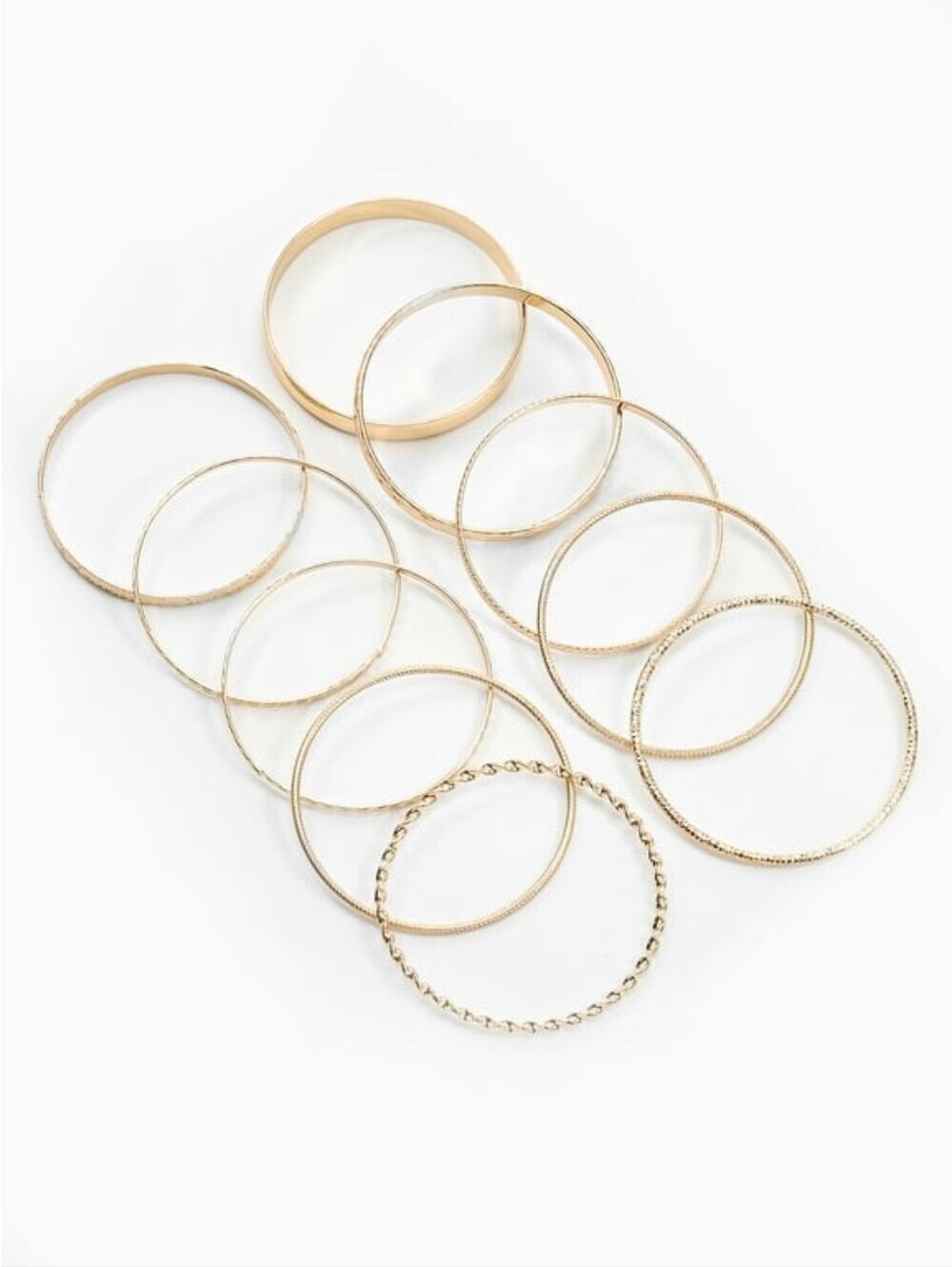 Textured Gold-Tone Stackable Bangle Bracelets Set - Picture 3 of 3